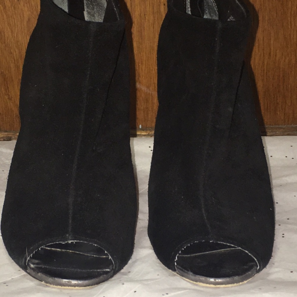 Julianne Hough Women’s Black Suede Open Toe Bootie